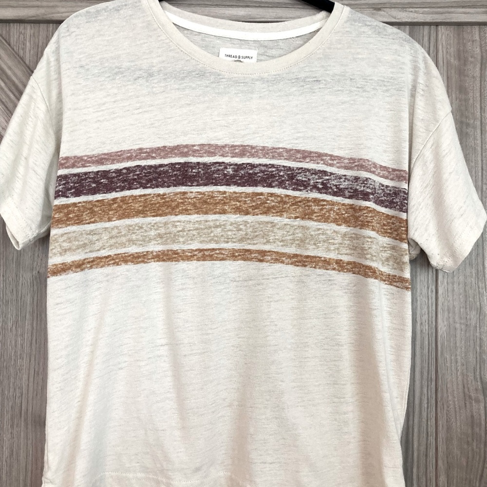 Thread and supply linen blend striped shirt